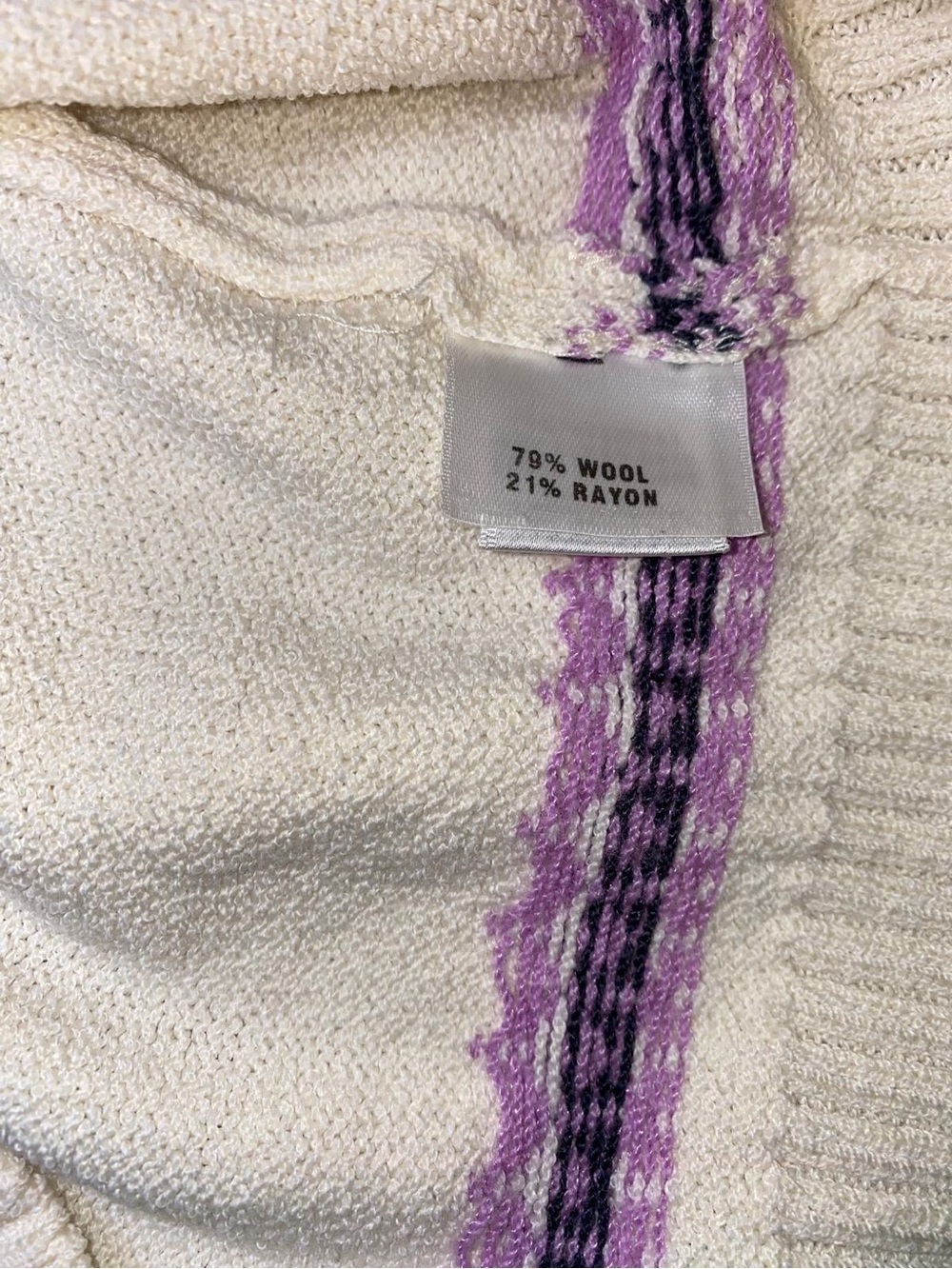 St. John Sport Women's White Wool Blend Full-Zip Fair Isle Yoke Knit Sweater - Picture 11 of 13